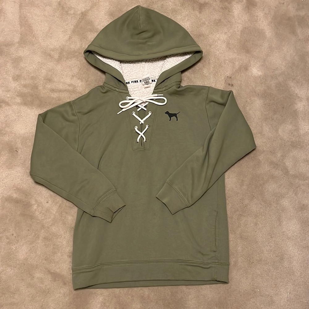 Green (pink, brand) hoodie, size XS